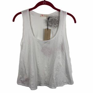 NWT Language Lounge Lace Floral Tank XS Embroidered Detail